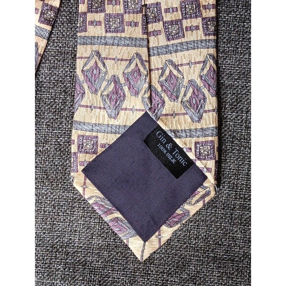 Tie 70s 80s 90s Y2K Mens Cocktail Collection Yellow Purple Blue 57 Inches - Picture 4 of 5